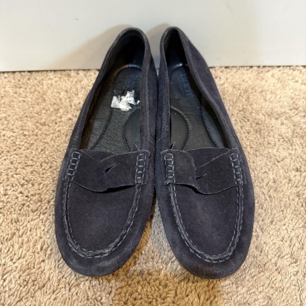 Born Shoes Womens Size 7.5 Blue Suede Driving Loafers Slip On Comfort Casual - Picture 2 of 8
